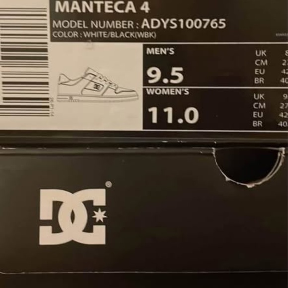 BRAND NEW women dc DC manteca black white skate shoes size US 10 / US 10.5 / 11 - Picture 5 of 5